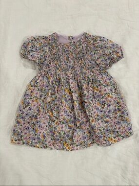 Zara Lavender Floral Smocked Puff Sleeve Dress